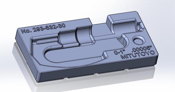 Mitutoyo Digital 0-1" Micrometer Gridfinity Tray w/ "Footfinity" variant