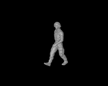 Ground support staff-walking posture 3D digital character model