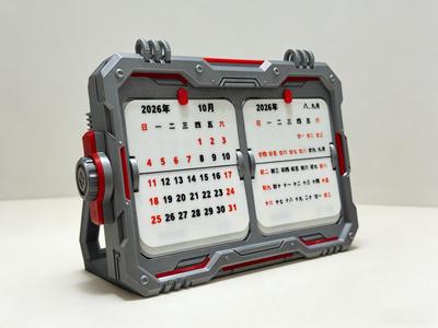 Color-block Mecha Style Calendar - Gregorian and Lunar Dual Calendar with Holidays and Adjusted Workdays Marked (2026)