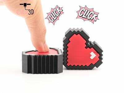 Cutie3D 8-Bit Heart Keycap Fidget Clicker Keychain - Cute Backpack Keychain