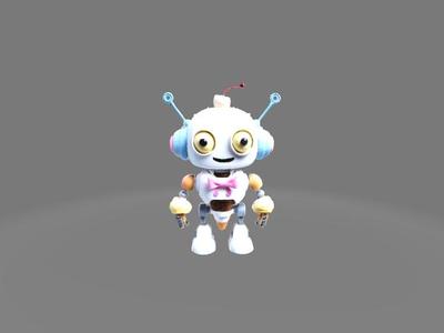 Cute Ice Cream Robot – Cartoon Character 3D Model (Game Ready / Animated / VR-AR Ready)