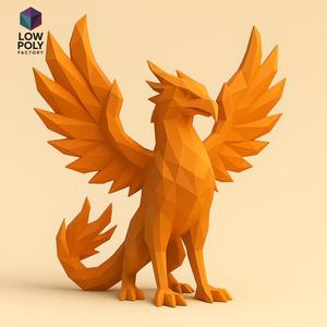 Phoenix - Immortal firebird of mythology and fantasy Low Poly style
